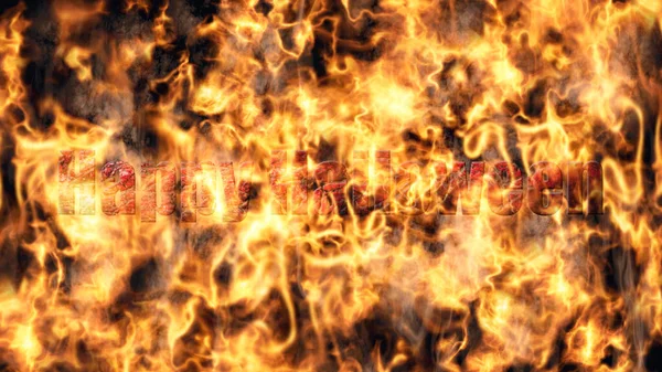 炎の中で燃えるハッピーハロウィンサイン3Dイラスト — ストック写真