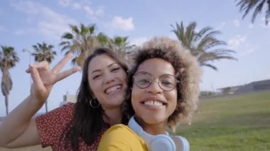 Birkaç arkadaş ya da kız arkadaş cep telefonlarıyla fotoğraf çekiyor. Yaz kavramı, tatil, eğlence, seyahat,