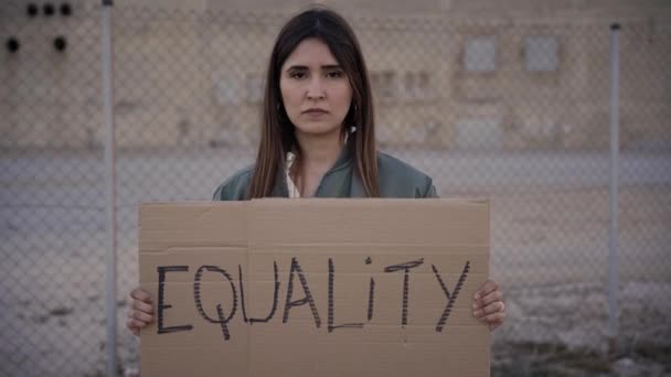Mulher Texto Igualdade Conceito Protesto Feminista — Vídeo de Stock