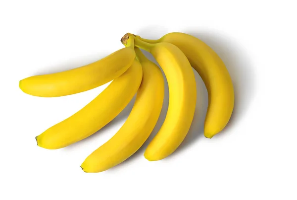 Бананы Пять Штук Белом Изолированном Фоне Вид Сверху Банановый Имидж — стоковое фото