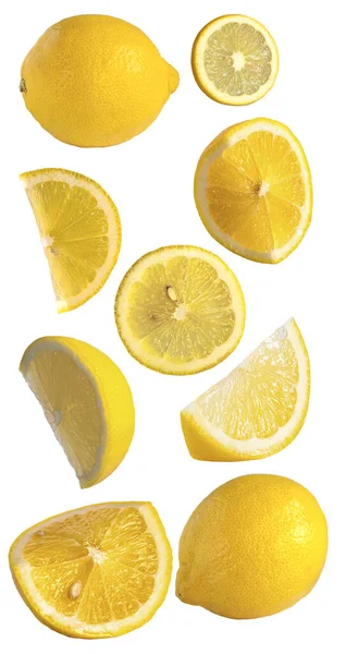Zitrone Isoliert Auf Weißem Hintergrund Sammlung — Stockfoto