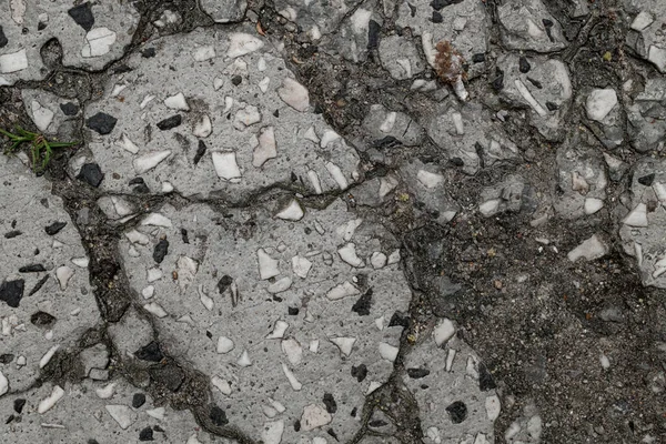 Close Gray Granular Granite Small Stones Large Cracks Granite Surface — Stock Photo, Image