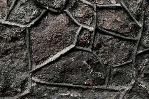 Frammento Muro Pietra Con Muratura Con Rocce Diversa Forma Cemento — Foto Stock