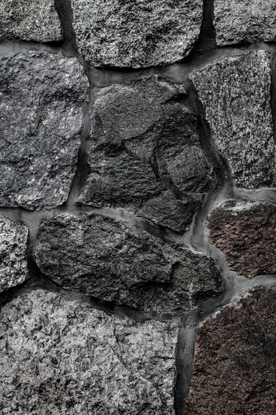 Fragment Wall Masonry Rough Gray Stones Various Shapes Abstract Background — Fotografia de Stock