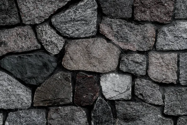 Close Fragment Wall Masonry Rough Gray Stones Various Shapes Abstract — Fotografia de Stock