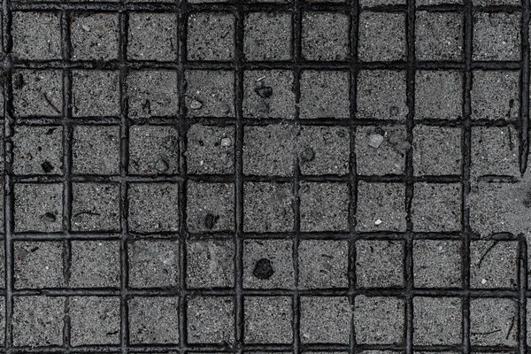 Close Top View Grunge Steel Floor Plate Embossed Square Pattern — Zdjęcie stockowe