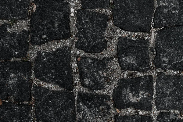Close Top View Dark Grey Stone Block Paving Texture Wallpaper — Stock Photo, Image