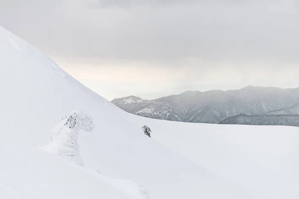 Beautiful View Mountain Slope Covered White Snow Magnificent Mountain Landscape — Fotografia de Stock