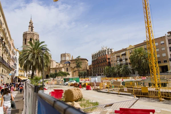 2021 Szeptember Valencia Spanyolország Kép Plaza Reina Felújítási Munkáiról Valenciában — Stock Fotó