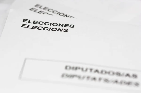Detailní Záběr Některých Volebních Obálek Pro Všeobecné Volby Španělského Kongresu — Stock fotografie