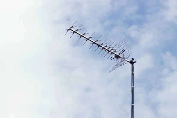 Imagem Uma Antena Televisão Tipo Yagi Para Recepção Televisão Digital — Fotografia de Stock