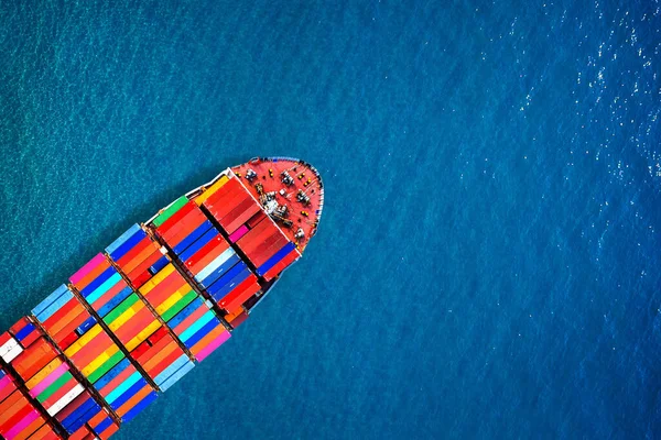 Luchtfoto Van Het Containervrachtschip Zee — Stockfoto