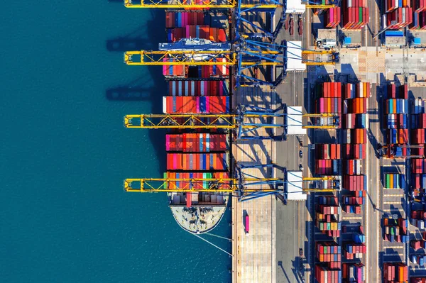 Luchtfoto Van Vrachtschip Vrachtcontainer Haven — Stockfoto