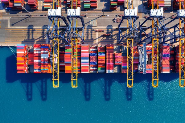 Luchtfoto Van Vrachtschip Vrachtcontainer Haven — Stockfoto