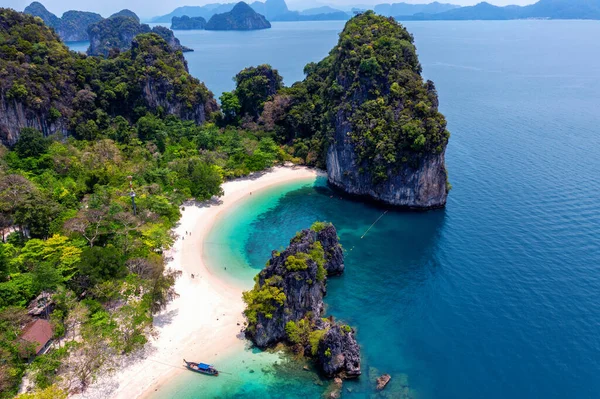 Widok Lotu Ptaka Wyspę Koh Hong Krabi Tajlandia — Zdjęcie stockowe