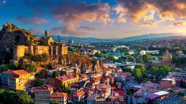 Panorámica Ciudad Tiflis Amanecer Georgia — Foto de Stock