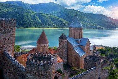Aerial view of Ananuri Fortress Complex in Georgia.
