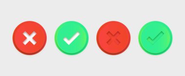 İşaretleme simgesi simgesi düğmesi - işaretle ve işaretle - simge düğmelerini işaretle - yeşil ve kırmızı işaretle düğmesi - işaretleme simgeleri - işaretleme simgesi - oy denetimi - onay listesi işaretleme işareti - onay işareti