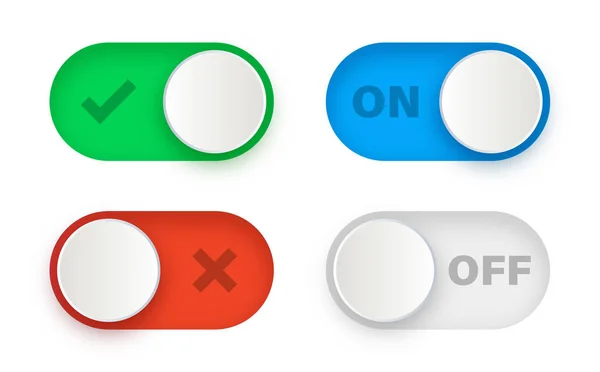 Kapalı Düğmeler Işaretli Simgeler Evet Hayır Modern Anahtar Kaydırma Yeşil — Stok Vektör