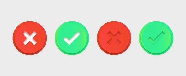 Botón Icono Marca Verificación Marcar Signos Cruzados Botones Icono Verificación — Archivo Imágenes Vectoriales