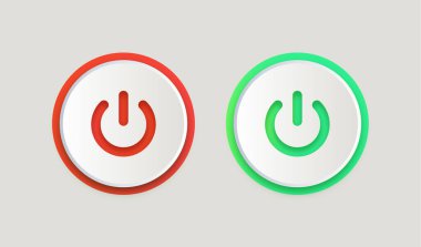 Güç düğmesi simgesi. Aç, kapat - simge ve kırmızı anahtar simgesi - güç düğmeleri simgeleri - uygulamalar ve web sitesi için ui ux kullanıcı arayüzü