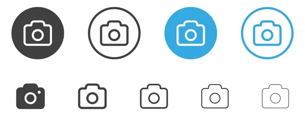 Icono Cámara Símbolo Cámara Fotos Icono Instantánea Línea Llena Delgada — Archivo Imágenes Vectoriales