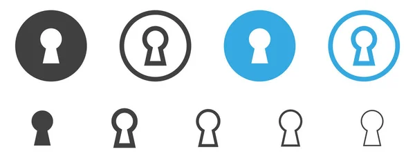 Uygulamalar ve web siteleri için anahtar deliği simgesi, Kapı anahtar deliği düğmesi, ince satır, özet ve vuruş biçimi