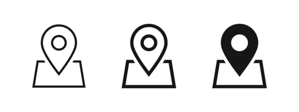Konum pin simgesi, harita işaretleyici simgesi, doldurulmuş GPS haritası pin simgesi düğmesi, uygulamalar ve web sitesi için ince çizgi, dış hat ve vuruş biçimi