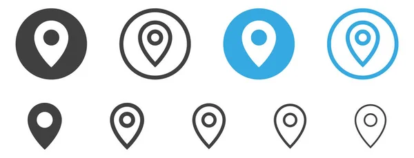 Konum pin simgesi, harita işaretleyici simgesi, doldurulmuş GPS haritası pin simgesi düğmesi, uygulamalar ve web sitesi için ince çizgi, dış hat ve vuruş biçimi