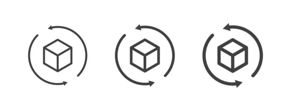 Arttırılmış gerçeklikte dönen oklu küp simgesi. küp sembolü, 3D küp satır simgesi, Özet Küp Hexagon Logosu web sitesi tasarımı ve mobil, uygulama geliştirme, vr tazeleme simgesi