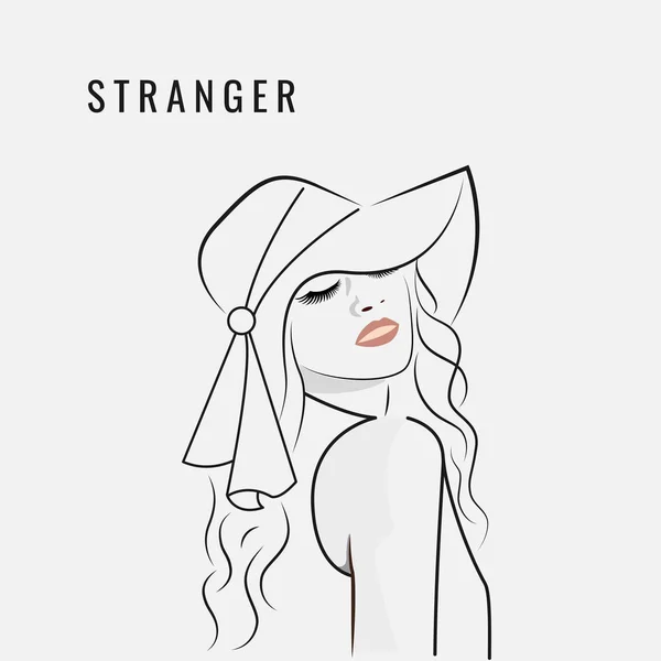 Beautiful Stranger Sketch Style Line Vector Illustration — Stock Vector