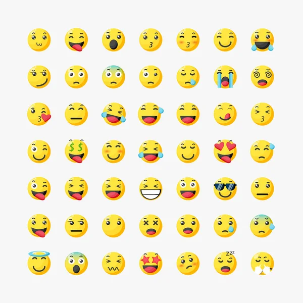 Emoticon Desenhos Animados Emojis Para Conjunto Mídia Social — Vetor de Stock