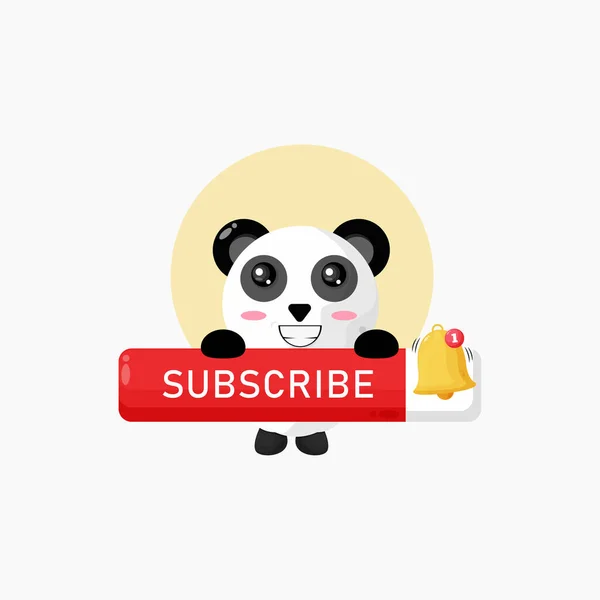 Personagem Panda Bonito Com Placa Inscrição — Vetor de Stock