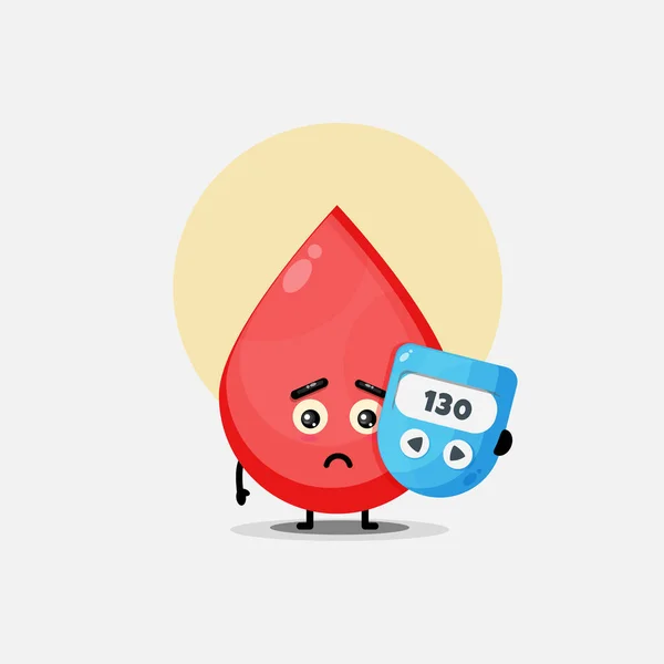 Bonita Gota Sangre Con Medición Glucosa — Vector de stock