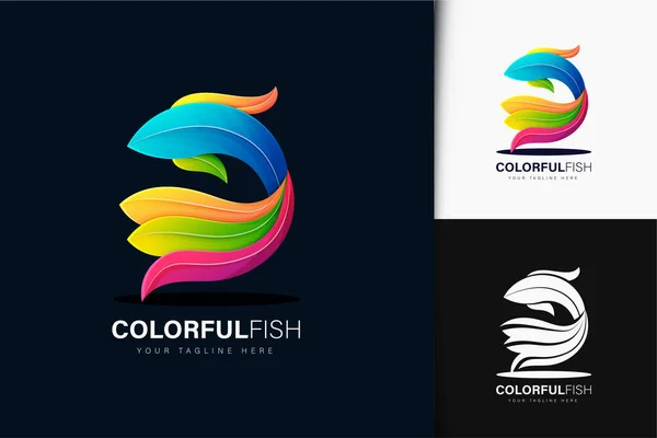 Gradient Coloré Poisson Logo Design — Image vectorielle