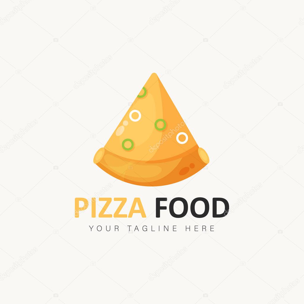 Pizza slice logo design illustration