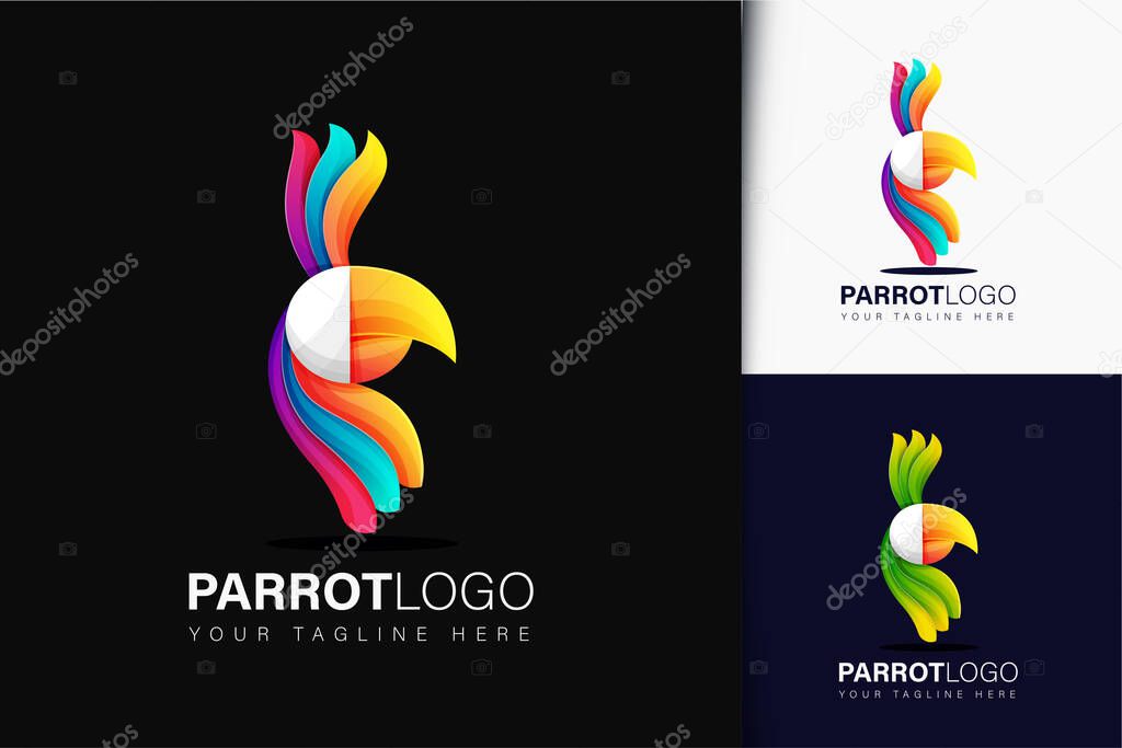 Colorful gradient parrot logo design