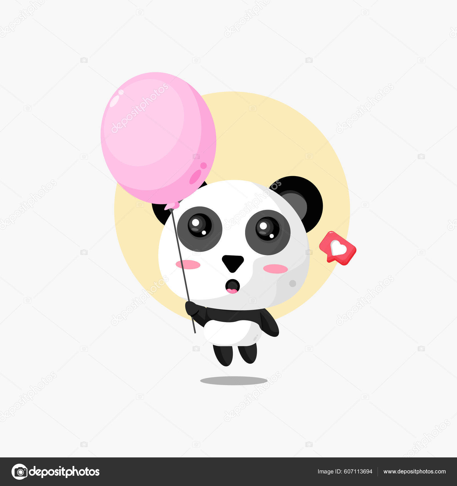 Panda Sentada No Logotipo Do Mascote De Desenho Animado Kawaii