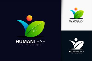 Eğilimli insan yaprağı logosu tasarımı