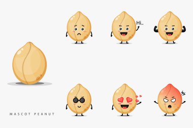 Şirin fıstık maskotu tasarımı seti