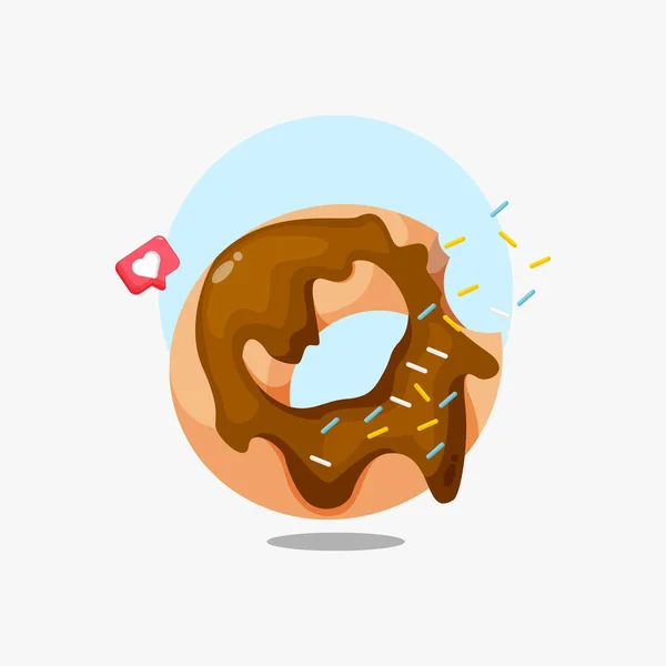 Fast Food Mordida Donut Ícone Ilustração — Vetor de Stock