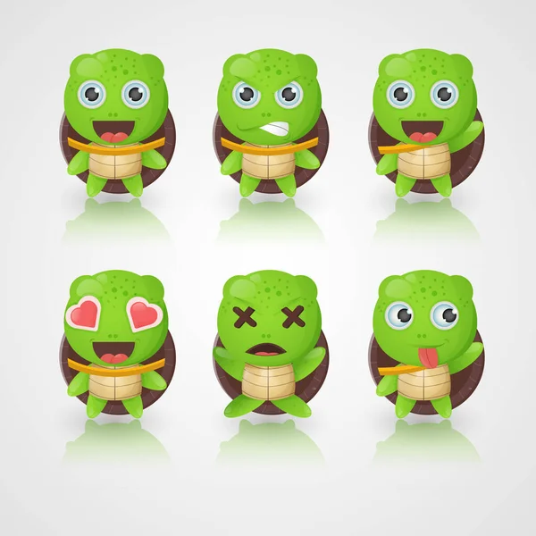 Симпатичные Черепахи Различных Выражениях — стоковый вектор