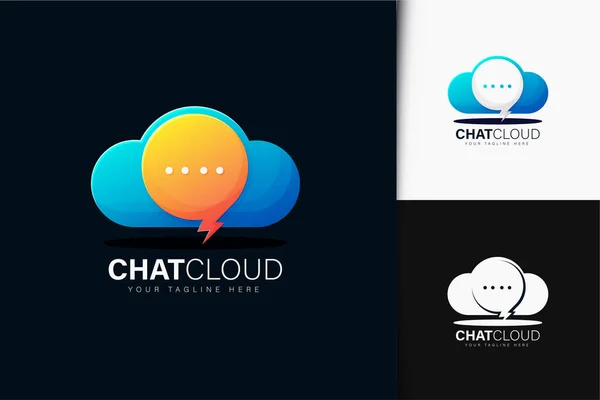 Diseño Del Logotipo Nube Chat Con Gradiente — Vector de stock