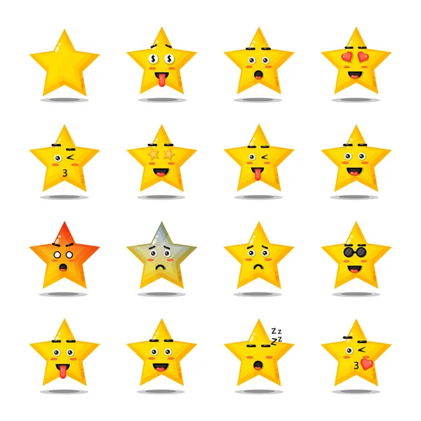 Conjunto Estrela Com Expressão — Vetor de Stock