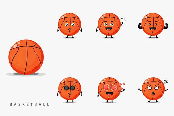 Leuke Basketbal Mascotte Set — Stockvector