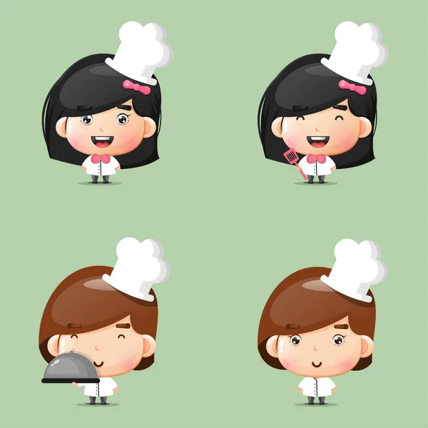 Leuke Chef Mascotte Set — Stockvector