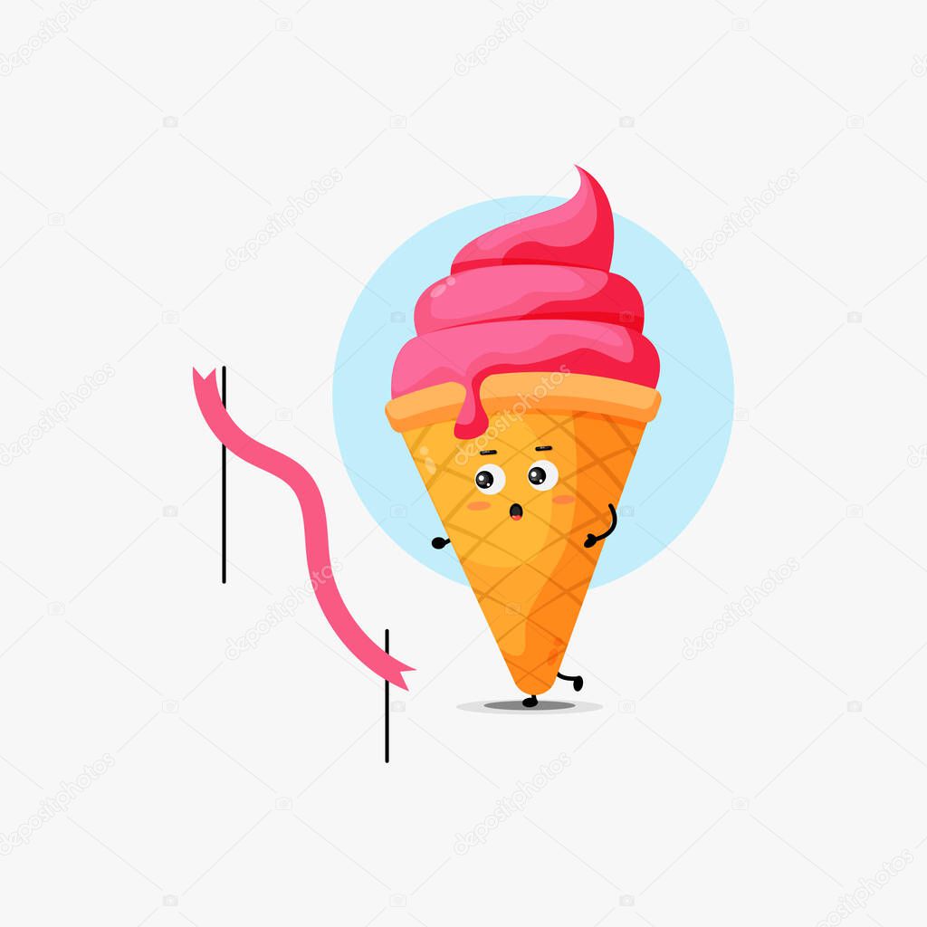 Cute ice cream character running competition