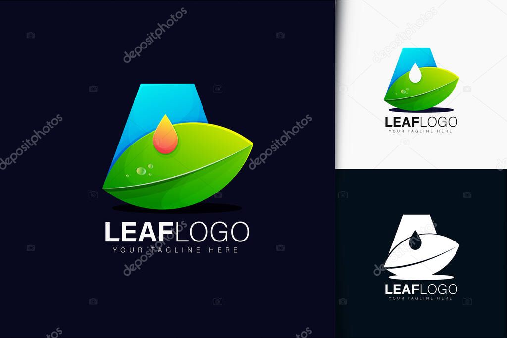 Leaf and letter A logo design
