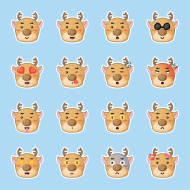 Sevimli geyik çıkartmaları.