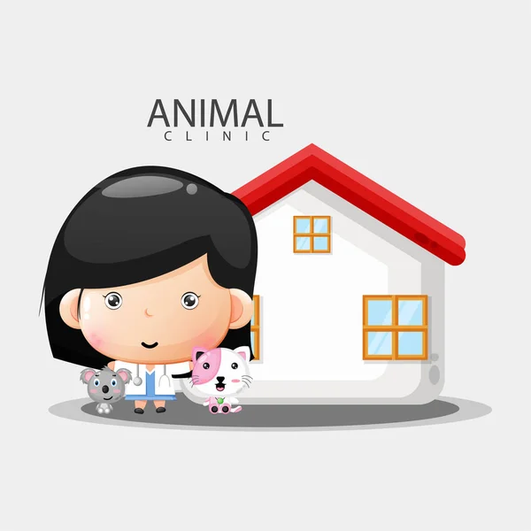 Εικονογράφηση Κλινικής Ζώων Χαριτωμένα Ζώα — Διανυσματικό Αρχείο